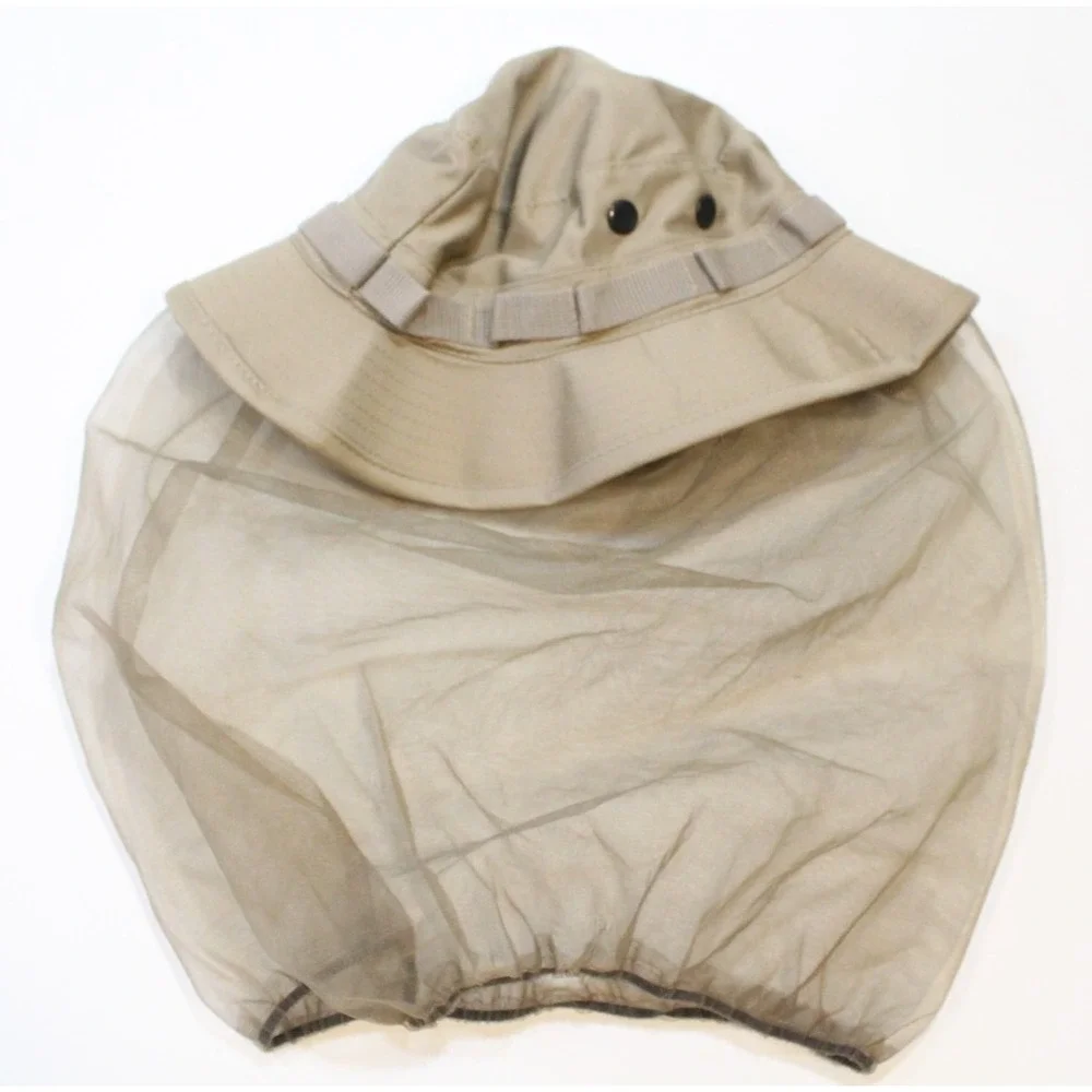 Military Hat Sun Hot Weather Type II MIL-TYPE-J-44320 Tan Khaki W / Mosquito Net